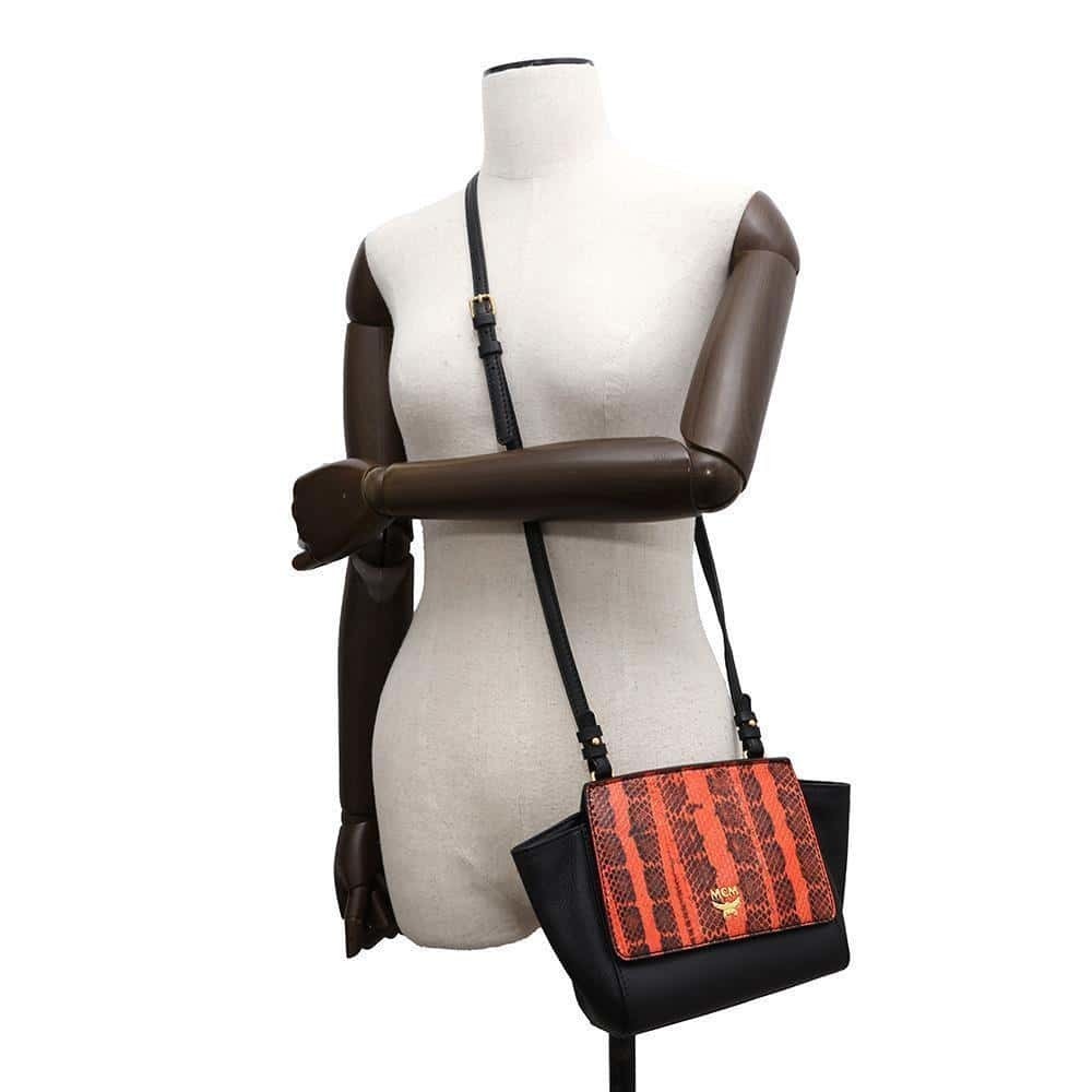 Mcm Python Leather Shoulder Bag Black - image 4